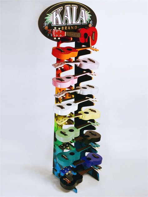 POP-12FS-BLK-G. POP, Floor Stand, BLK Gloss, 12 Uke Holder