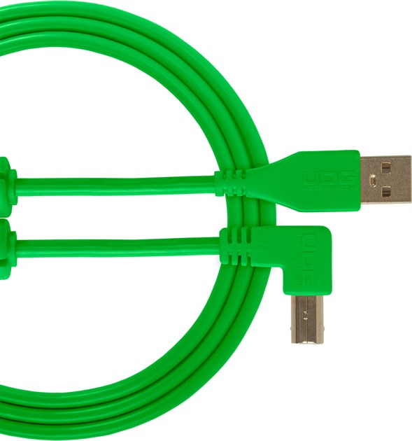 UDG Ultimate USB 2.0 A-B Green Angled 2m
